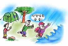 등산, 해수욕장, 낚시터 등 야영장에서는(수방물자 비축, 취약요인 점검 및 정비실시) 이미지